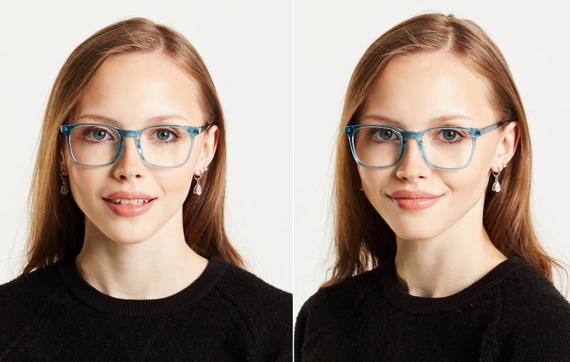 River | Square Clear Glasses | Blue